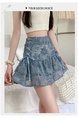 Light Blue Real Shot Design Niche Bow Pleated Skirt Female Summer Slim Ballet Style Puffy Cake Short Skirt - Light Blue