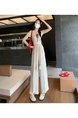 White Women's Lace Frayed Stitching Cotton and Linen Wide-Leg Pants Summer New Cropped Straight Pants High Waist Drooping Drawstring Casual Pants - White