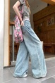 Real Shot Real Price Vintage Light Wash Blue Wide Leg Leisure Jeans for Women Washed High Waist Slimming and Straight Mop Trousers