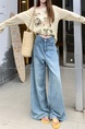 Real Shot Real Price Vintage Light Wash Blue Wide Leg Leisure Jeans for Women Washed High Waist Slimming and Straight Mop Trousers