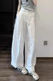 Loose Fashion Straight Pants Small Korean Style Lazy Relaxed Feeling Cool Rustling Style White Uniform Wide Leg Pants for Women Summer - White