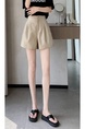 Real Shot Spot Summer New Ice Silk Shorts A-line Wide Leg Pants High Waist Slimming Silky Glossy Casual Pants for Women - Beige