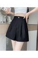 Real Shot Spot Summer New Ice Silk Shorts A-line Wide Leg Pants High Waist Slimming Silky Glossy Casual Pants for Women - Black