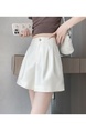 Real Shot Spot Summer New Ice Silk Shorts A-line Wide Leg Pants High Waist Slimming Silky Glossy Casual Pants for Women - Off-White