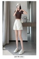 Real Shot Spot Summer New Ice Silk Shorts A-line Wide Leg Pants High Waist Slimming Silky Glossy Casual Pants for Women - Off-White
