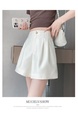 Real Shot Spot Summer New Ice Silk Shorts A-line Wide Leg Pants High Waist Slimming Silky Glossy Casual Pants for Women - Off-White