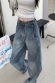 Machete Jeans for Women American Fashion Brand Loose Casual Straight-Leg Wide-Leg Pants - LIGHT BLUE