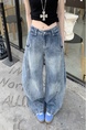 Machete Jeans for Women American Fashion Brand Loose Casual Straight-Leg Wide-Leg Pants - LIGHT BLUE