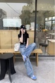 Machete Jeans for Women American Fashion Brand Loose Casual Straight-Leg Wide-Leg Pants - LIGHT BLUE
