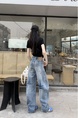 Machete Jeans for Women American Fashion Brand Loose Casual Straight-Leg Wide-Leg Pants - LIGHT BLUE