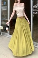 Real Shot of Summer Retro Cotton and Linen Long Skirt for Women - OLIVE GREEN
