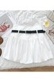 2025 Summer New High Waist Anti-Exposure White A-Line Skirt Female Korean Version of All-Match Puffy Short Skirt with Belt