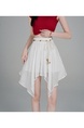 Design Sense Ice Silk Cotton Linen Irregular White Skirt Women's New Style All-Match Slim Short Skirt Hip Cover Casual Skirt with Belt