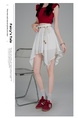 Design Sense Ice Silk Cotton Linen Irregular White Skirt Women's New Style All-Match Slim Short Skirt Hip Cover Casual Skirt with Belt