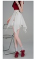 Design Sense Ice Silk Cotton Linen Irregular White Skirt Women's New Style All-Match Slim Short Skirt Hip Cover Casual Skirt with Belt