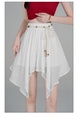 Design Sense Ice Silk Cotton Linen Irregular White Skirt Women's New Style All-Match Slim Short Skirt Hip Cover Casual Skirt with Belt