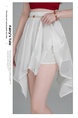 Design Sense Ice Silk Cotton Linen Irregular White Skirt Women's New Style All-Match Slim Short Skirt Hip Cover Casual Skirt with Belt