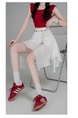 Design Sense Ice Silk Cotton Linen Irregular White Skirt Women's New Style All-Match Slim Short Skirt Hip Cover Casual Skirt with Belt