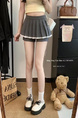Dark Gray Lace Patchwork Skirt for Women in Spring, College Style, A-Line Pleated Skirt, Small Size, Slimming Skirt Pants