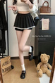 Black Lace Patchwork Skirt for Women in Spring, College Style, A-Line Pleated Skirt, Small Size, Slimming Skirt Pants