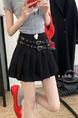 Black Summer Korean Style Fashion All-Match Slim A-Line Skirt with Double Belts to Prevent Exposure, Sweet Pleated Skirt for Women