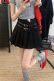 Black Summer Korean Style Fashion All-Match Slim A-Line Skirt with Double Belts to Prevent Exposure, Sweet Pleated Skirt for Women