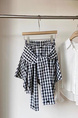 Black and White Plaid Large Size All-Match Irregular Skirt for Women, Spring and Summer New High Waist Slimming A-Line Lace-Up Short Skirt