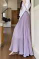 Lavender Gentle Style High Waist Skirt, Women's Summer New Casual Loose Pleated Hem Slim Drape Long Skirt