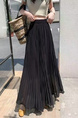 Black Gentle Style High Waist Skirt, Women's Summer New Casual Loose Pleated Hem Slim Drape Long Skirt