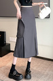 Charcoal Gray High Waist Fashionable Suit Skirt, Women's Spring and Summer Medium Long Slit Slim Pleated Skirt