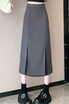 Charcoal Gray High Waist Fashionable Suit Skirt, Women's Spring and Summer Medium Long Slit Slim Pleated Skirt