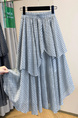 Light Blue Plus Size Women's Fashionable Retro Versatile Loose Slimming Hip-Covering Irregular Plaid Skirt