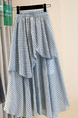 Light Blue Plus Size Women's Fashionable Retro Versatile Loose Slimming Hip-Covering Irregular Plaid Skirt