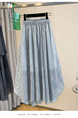 Light Blue Plus Size Women's Fashionable Retro Versatile Loose Slimming Hip-Covering Irregular Plaid Skirt