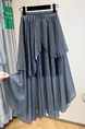 Navy Blue Plus Size Women's Fashionable Retro Versatile Loose Slimming Hip-Covering Irregular Plaid Skirt