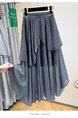 Navy Blue Plus Size Women's Fashionable Retro Versatile Loose Slimming Hip-Covering Irregular Plaid Skirt