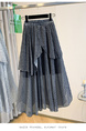 Navy Blue Plus Size Women's Fashionable Retro Versatile Loose Slimming Hip-Covering Irregular Plaid Skirt