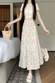 Pastel Floral A-Line Mid-Length Skirt for Women - 2025 Summer Collection