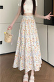 Pastel Floral A-Line Mid-Length Skirt for Women - 2025 Summer Collection