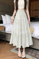 Lavender and Green Floral A-Line Mid-Length Skirt for Women - 2025 Summer Collection