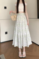 Lavender and Green Floral A-Line Mid-Length Skirt for Women - 2025 Summer Collection