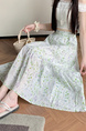 Lavender and Green Floral A-Line Mid-Length Skirt for Women - 2025 Summer Collection