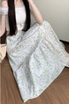 Lavender and Green Floral A-Line Mid-Length Skirt for Women - 2025 Summer Collection