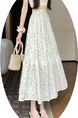 Lavender and Green Floral A-Line Mid-Length Skirt for Women - 2025 Summer Collection