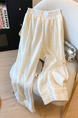 2025 Summer New Style Cream Hook Flower Hollow Straight Casual Pants for Women - Lazy Style Lace Splicing Korean Version of All-Match Wide-Leg Pants