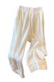 2025 Summer New Style Cream Hook Flower Hollow Straight Casual Pants for Women - Lazy Style Lace Splicing Korean Version of All-Match Wide-Leg Pants