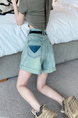 Real Shot Cost-Effective New High Waist Light Wash Denim Shorts - Women's A-line Curling Design in Light Blue
