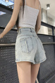 Real Shot Cost-Effective New High Waist Light Wash Denim Shorts - Women's Slimming Design with Frayed Edges for Hot Girl Style