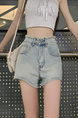 Real Shot Cost-Effective New High Waist Light Wash Denim Shorts - Women's Slimming Design with Frayed Edges for Hot Girl Style