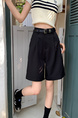 Real Shot New Korean Style Internet Hot Fifth Pants Neutral Suit Shorts Casual Straight-Leg Middle Pants Women with Belt - Black